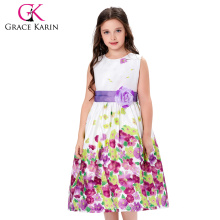 Grace Karin Lavender Flower Pattern Flower Girl Princess Bridesmaid Wedding Pageant Party Dress CL010419-1